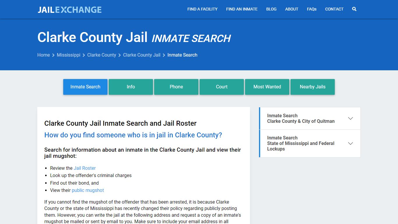 Inmate Search: Roster & Mugshots - Clarke County Jail, MS